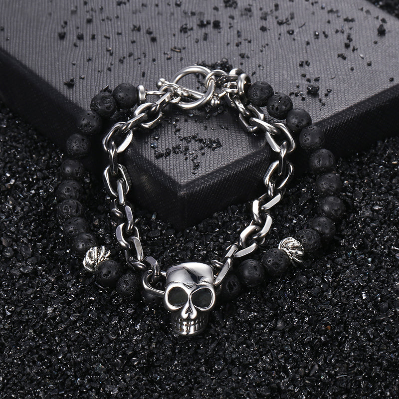 Skull Lava Stone Bracelet
